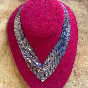 1970s disco metal mesh necklace